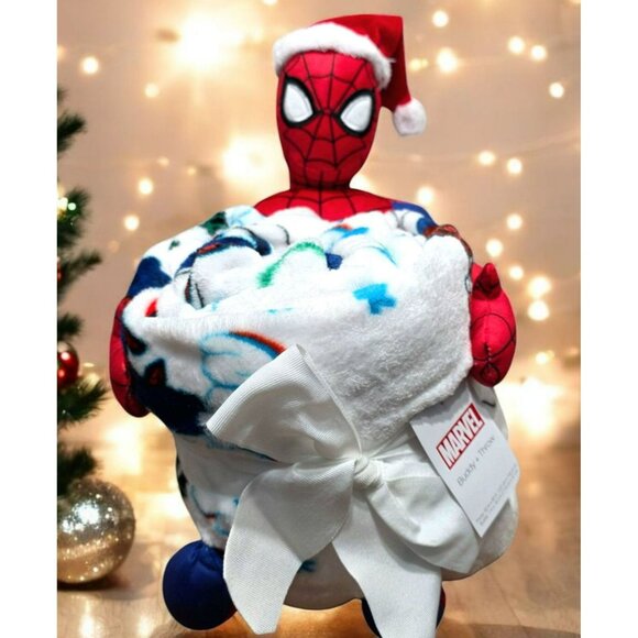 New Spiderman Buddy & Fleece Blanket Throw Plush Doll Marvel Holiday Christmas - Picture 1 of 12